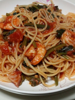 海老ベーコンほうれん草のトマトパスタ☆-レシピのメイン写真