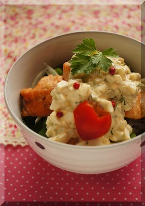 * サーモンのタルタルムニエル丼♪-レシピのメイン写真