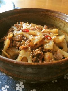 *後一品に*豚ひき肉と蓮根の炒め物*-レシピのメイン写真
