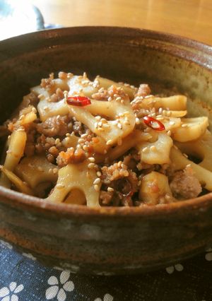 *後一品に*豚ひき肉と蓮根の炒め物*-レシピのメイン写真