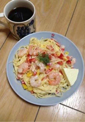 チーズとガーリックの海老パスタ-レシピのメイン写真