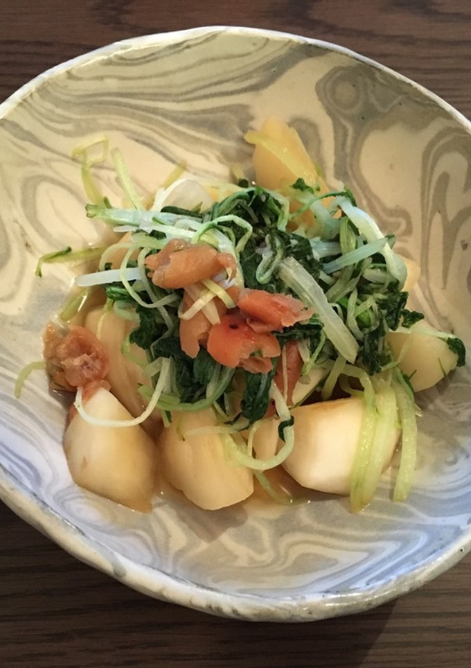 水菜とかぶの梅肉炒め-レシピのメイン写真
