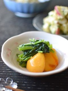 春菊と柿のゴマ和え【作りおき】-レシピのメイン写真