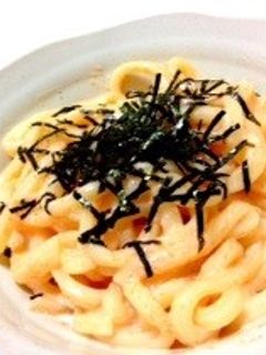 うま!パスタソースでクリームたらこうどん-レシピのメイン写真