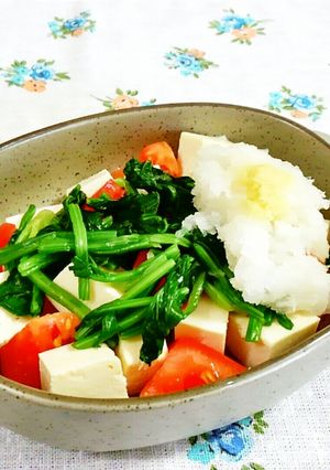 ほうれん草とトマトの豆腐サラダ♪-レシピのメイン写真