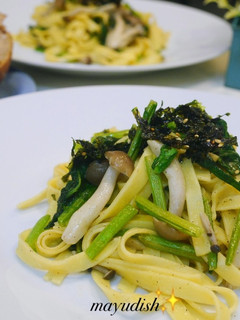 ★カブの葉&しめじで簡単和風パスタ-レシピのメイン写真