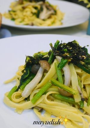 ★カブの葉＆しめじで簡単和風パスタ-レシピのメイン写真