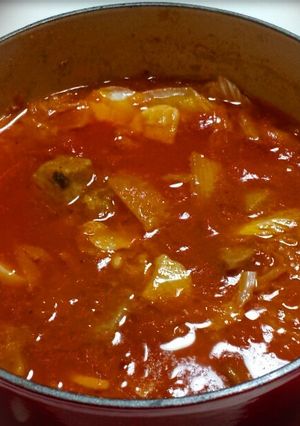 サイコロステーキと白菜のカタプラーナ鍋風-レシピのメイン写真