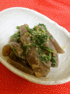 春菊とこんにゃくのゴマ酢和え-レシピのメイン写真