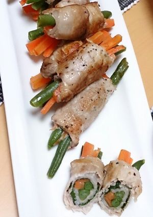 いんげんと人参の豚しそ巻き-レシピのメイン写真