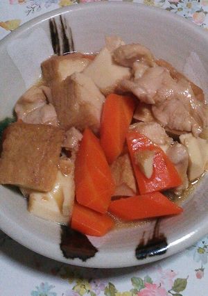 厚揚げ、ニンジン、胸肉の炊き合わせ-レシピのメイン写真