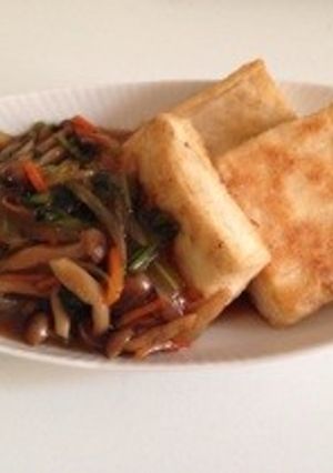 焼き豆腐のキノコあん。-レシピのメイン写真