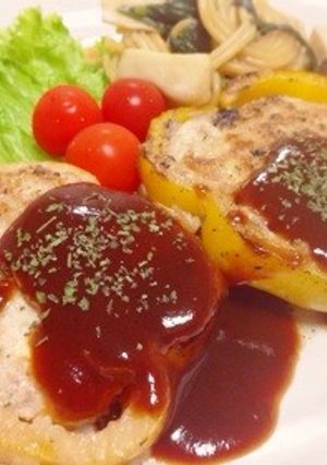 豆腐で♡パプリカの肉詰め-レシピのメイン写真
