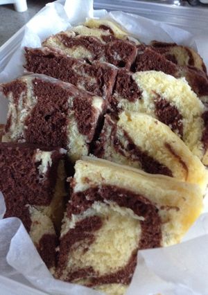 レンジでマーブル蒸しケーキ-レシピのメイン写真