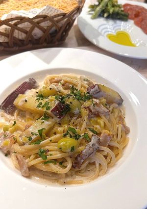 銀杏とサツマイモのクリームパスタ-レシピのメイン写真
