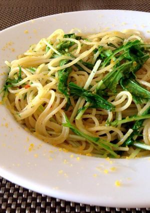 ボッタルガと水菜のペペロンチーノ-レシピのメイン写真