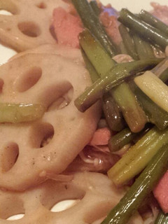 スパムとれんこんとニンニクの芽の甘酢炒め-レシピのメイン写真