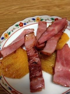 柿と厚切りハムソテー-レシピのメイン写真