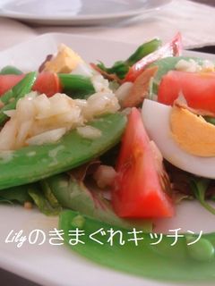 スナップエンドウと茹で卵のサラダ-レシピのメイン写真