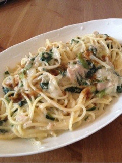 ツナと小松菜の醤油クリームパスタ-レシピのメイン写真