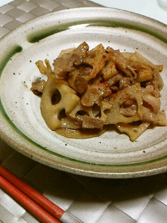 れんこんと豚肉の甘辛炒め-レシピのメイン写真