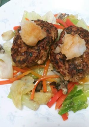 豆腐ハンバーグと蒸し野菜のおろポン-レシピのメイン写真