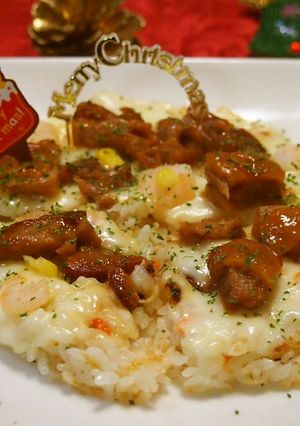 照り焼きチキン★エビピラフのピザ-レシピのメイン写真