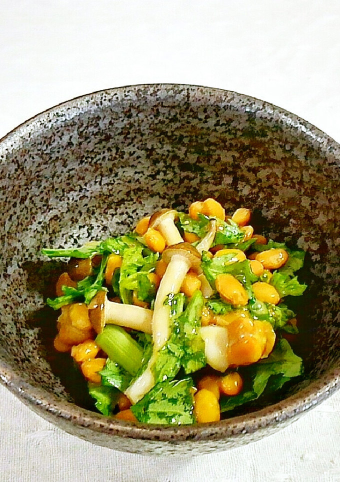 菊菜とシメジのねばシャキ納豆あえ♪-レシピのメイン写真