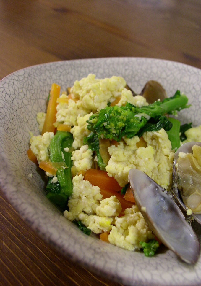 菜の花とあさりで春の香りの炒り豆腐-レシピのメイン写真