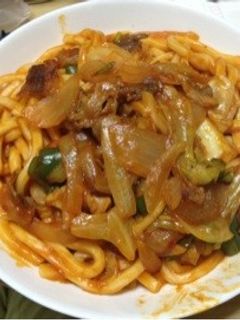 私の家のナポリタン風焼うどん!-レシピのメイン写真