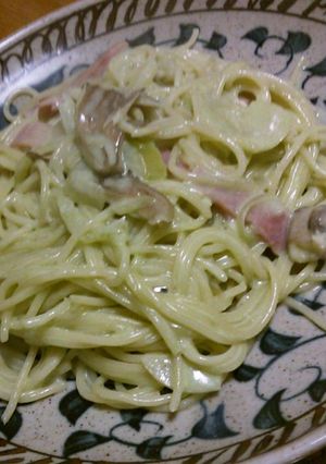きのことベーコンの青汁クリームパスタ-レシピのメイン写真