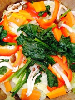 白菜、カラフル野菜と豚肉蒸し-レシピのメイン写真
