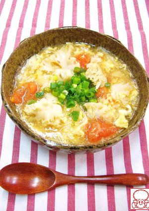 花びら茸とトマトのかき玉スープ-レシピのメイン写真