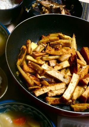 ほっこり♡サツマイモと厚揚げの醤油麹炒め-レシピのメイン写真