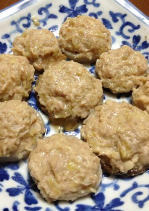 鶏挽肉と蓮根 椎茸の蒸し物♨-レシピのメイン写真
