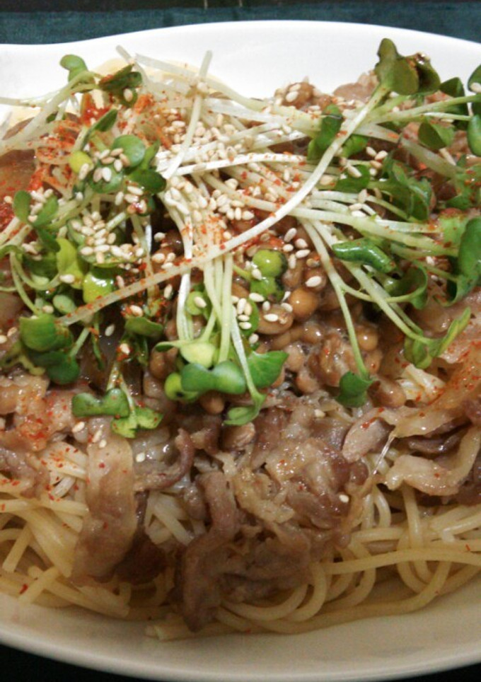 納豆パスタ 和風＆中華風-レシピのメイン写真