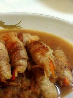 豚肉の野菜巻き、梅おろし旨煮-レシピのメイン写真