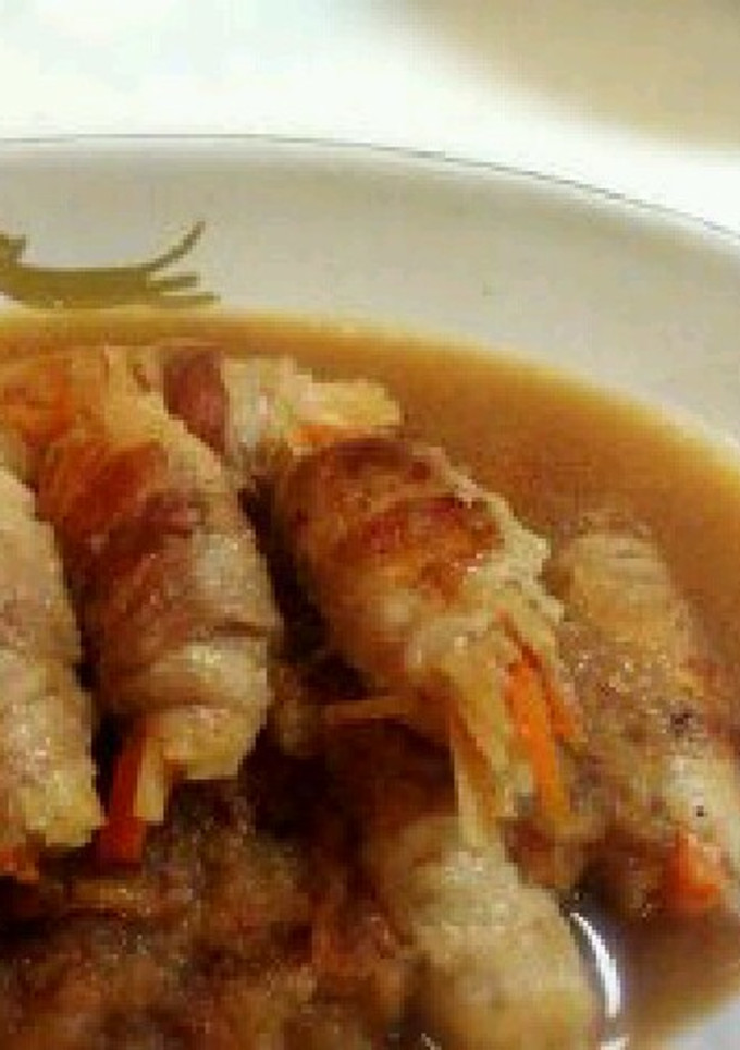 豚肉の野菜巻き、梅おろし旨煮-レシピのメイン写真