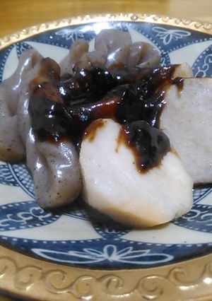 手綱こんにゃくと里芋の煮物みそだれ-レシピのメイン写真