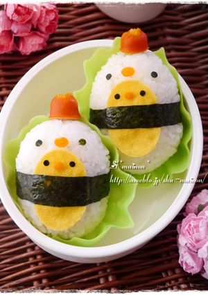 コケぴよ親子巻きおにぎり☆キャラ弁-レシピのメイン写真