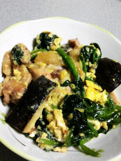 ほうれん草としいたけの梅風味親子-レシピのメイン写真