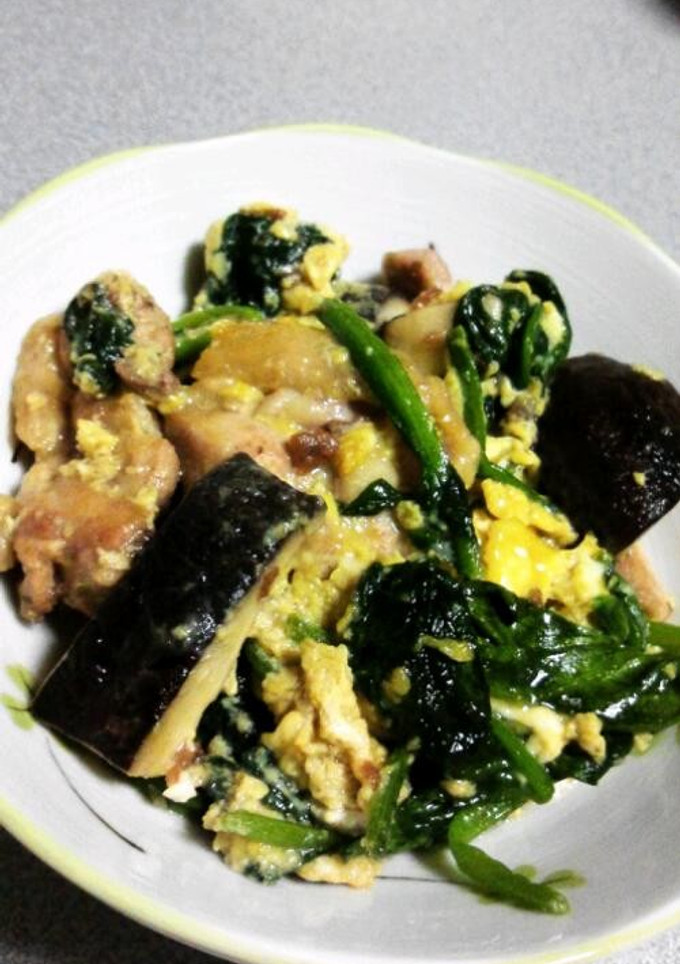 ほうれん草としいたけの梅風味親子-レシピのメイン写真