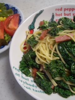 黒キャベツとベーコンのパスタ-レシピのメイン写真