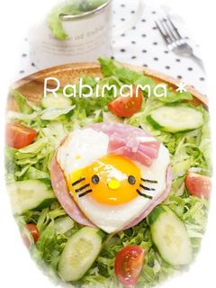 ✿目玉焼きde可愛いキティちゃん✿-レシピのメイン写真