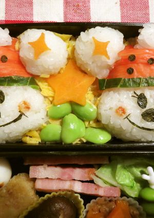 キャラ弁　クリスマスミッキー＆ミニー-レシピのメイン写真