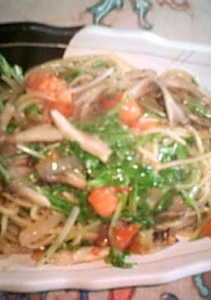 水菜のパリパリパスタ-レシピのメイン写真