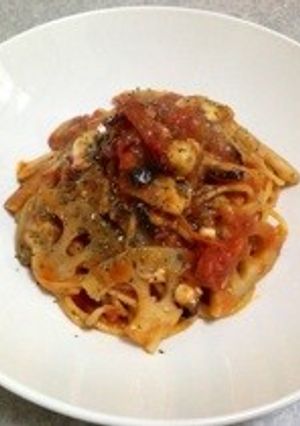 蛸と蓮根のトマトパスタ-レシピのメイン写真