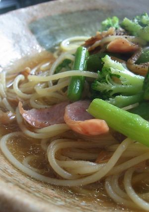 ナメタケとグリーン野菜のパスタ-レシピのメイン写真