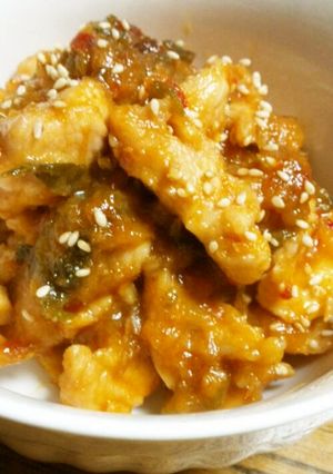 レンジで簡単　鶏胸のピリ辛ゴマ味噌和え-レシピのメイン写真