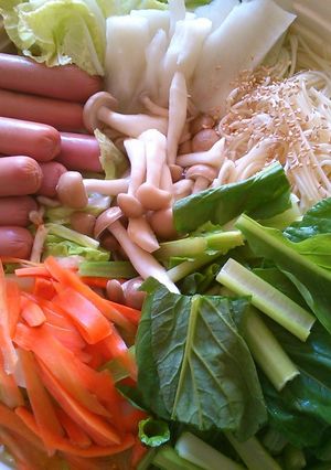 野菜たっぷり小松菜シャキシャキそうめん鍋-レシピのメイン写真